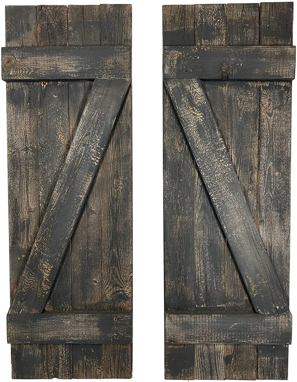 Rustic Farmhouse 36 in. x 12 in. Reclaimed Wood Decorative Shutters (Set of 2)